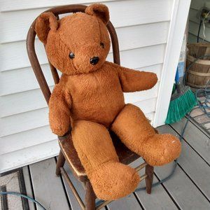 27" LARGE ELKA Vintage Antique Brown Plush Teddy Bear